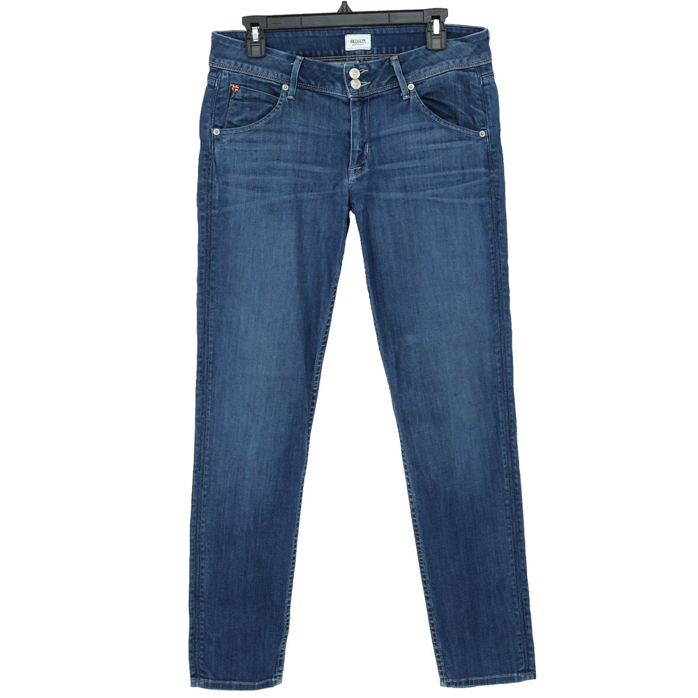 Hudson Jeans Womens 30 Waist Blue Cotton Stretch Denim Flap Pocket Collin Skinny